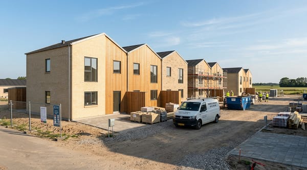 Modern residential new construction with plumbing by Billund Varme & Sanitet