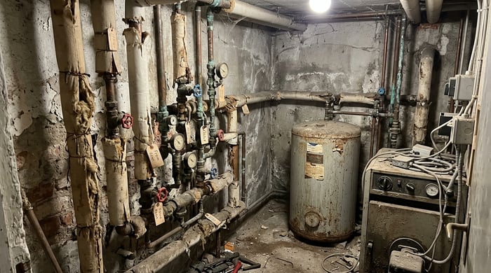 Older heating installation before replacement