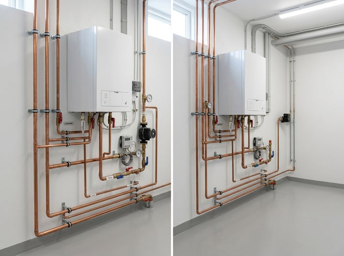 District heating installation in technical room