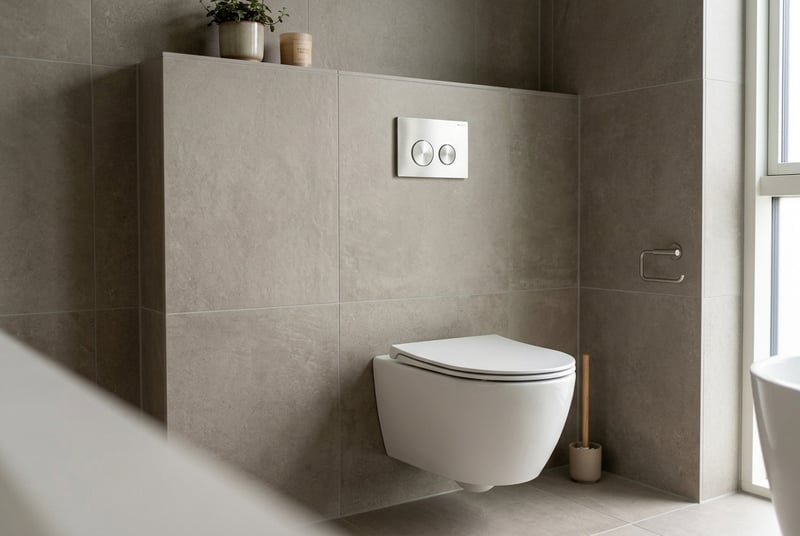 Væghængt toilet og elegante klinker